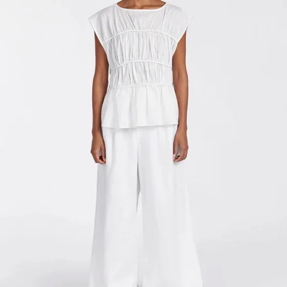 DISSH- FLYNN WHITE LINEN BLEND TIERED TOP - Picture 3 of 5